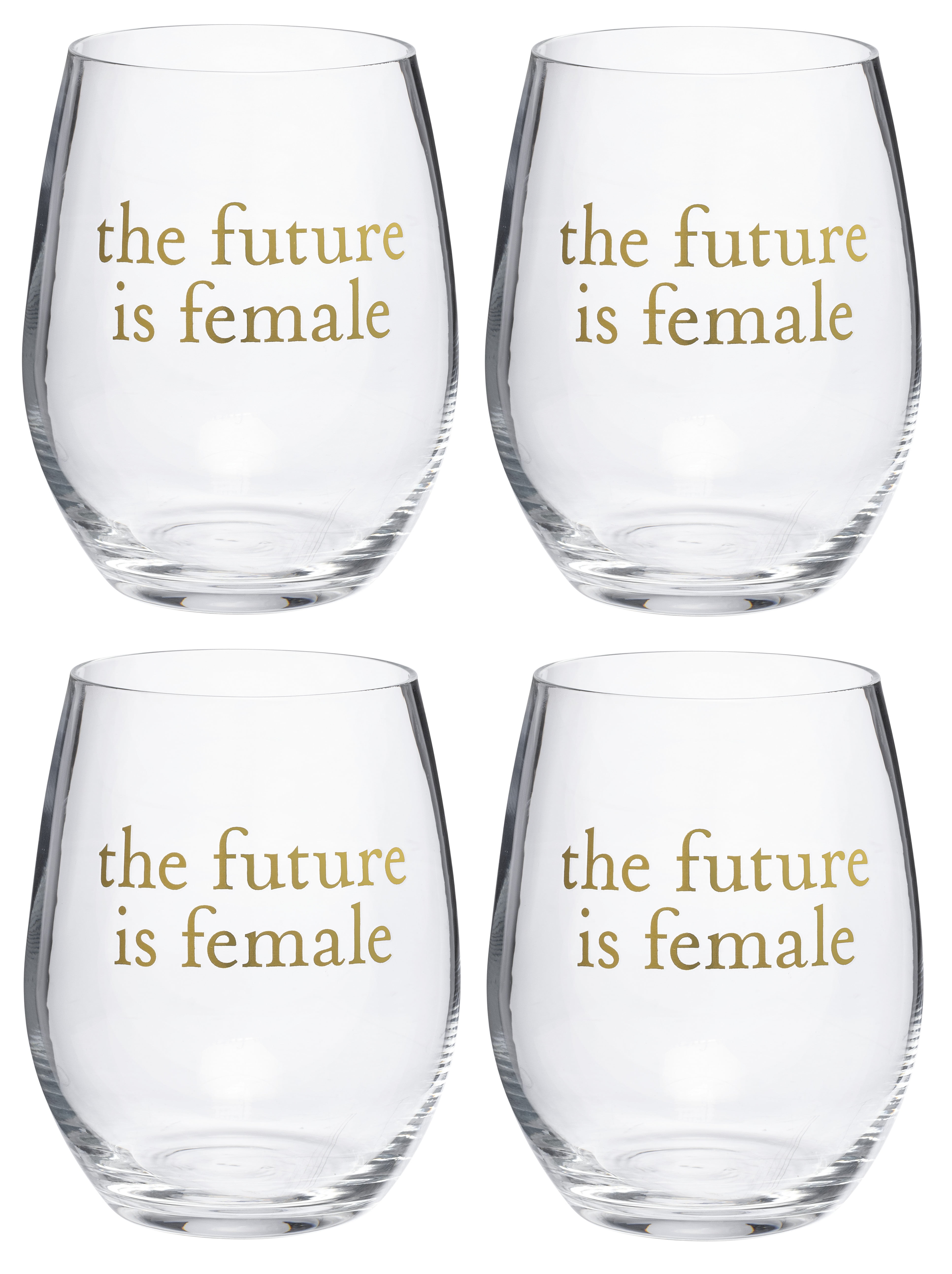 Primitives by Kathy The Future Is Female Stemless Wine Glass in Metallic Foil Gift Box