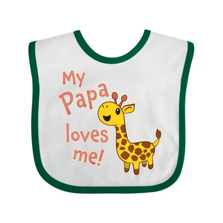 

Inktastic My Papa Loves Me- Cute Giraffe Gift Baby Boy or Baby Girl Bib