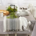 thumbnail image 6 of DII 14x108" Modern Cotton Striped Fringed Table Runner in Black/Beige, 6 of 6