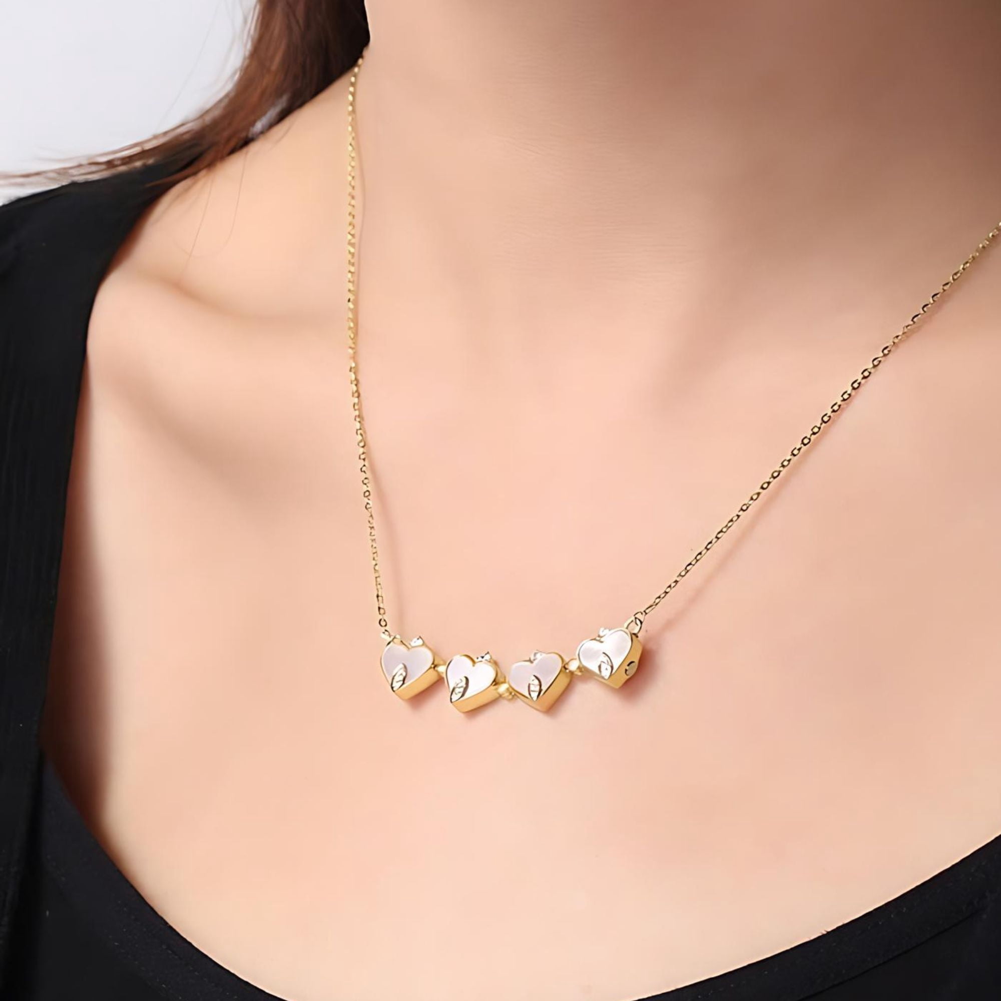 4 Leaf Clover Heart Pendant Necklace for Women Magnetic Sterling