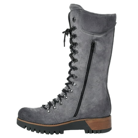 

autumn winter shoes Women s Vintage Lace Up Round Toe Keep Warm Middle Cowboy Boots For Women Shoes
