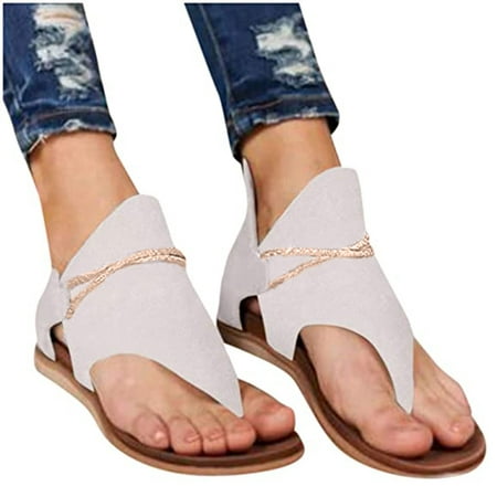 

Fanxing Sandals for Women Roman Sandals Slip-On Ankle T-Strap Thong Flip Flop Open Toe Casual Summer Beach Gladiator Flat Sandal