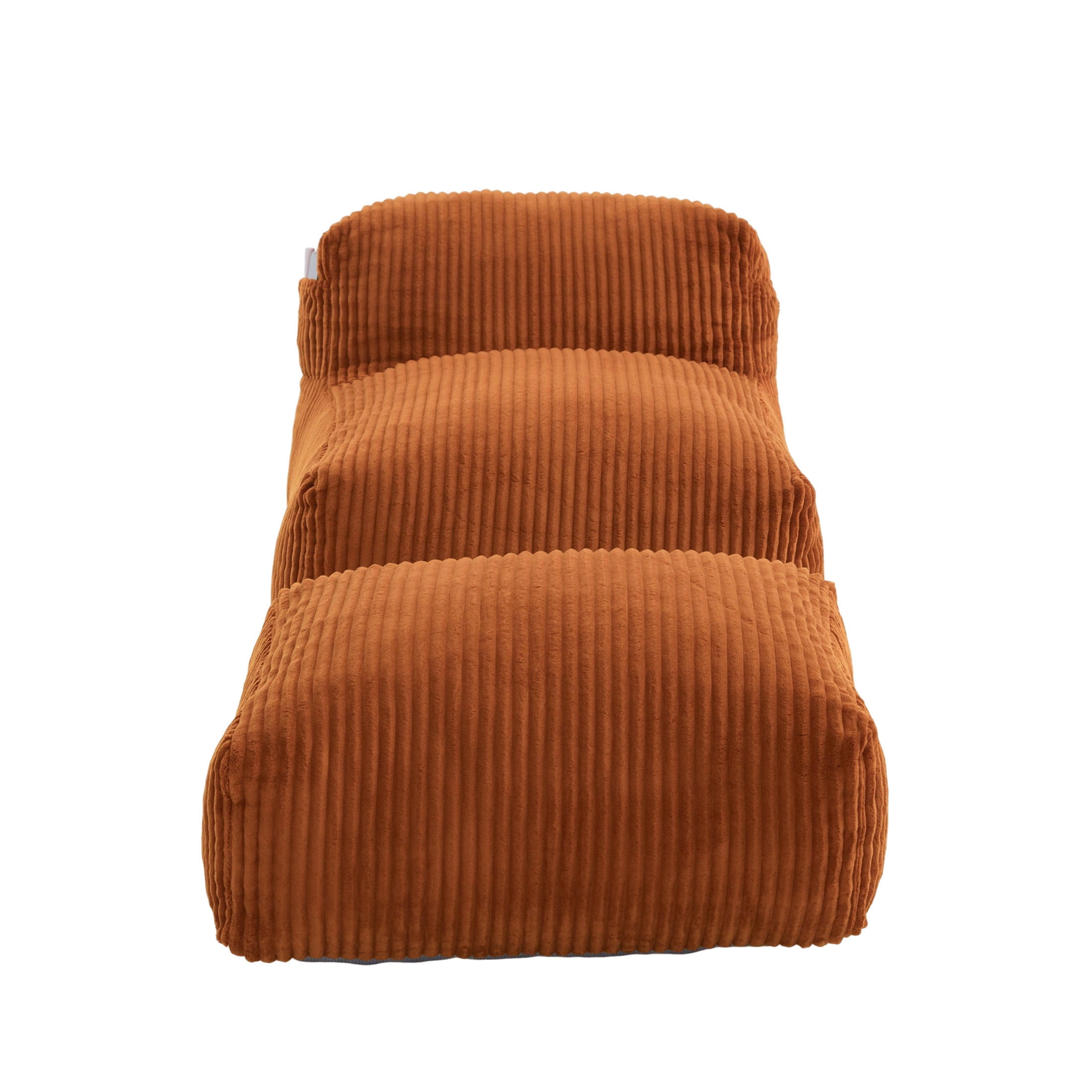 Noble House Corduroy Bean Bag Lounge Chair with Ottoman, Memory Foam Bean Bag Sofa, Orange