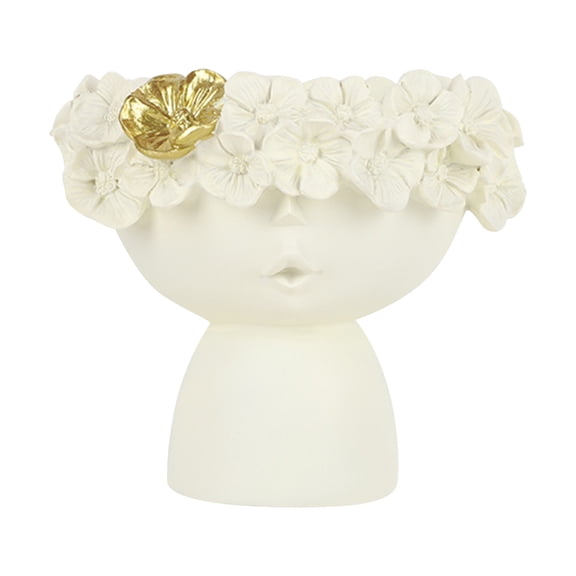 Qholemyo Cute Flower Wreath Girl Resin Vase Mother's Day Gifts Mom Gift Doll Head Planter Container