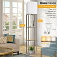 thumbnail image 2 of Floor Lamp with Shelves for Living Room, Shelf Floor Lamp with 3 CCT LED Bulb, Corner Display Standing Column Lamp Etagere Organizer Tower Nightstand with White Linen Shade for Bedroom Office, 2 of 7
