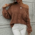 thumbnail image 4 of Gibobby Suéteres mujer, Sueter para Mujer Casual Sweater Dama Ligero Cuello Redondo Invierno Blusa Manga Larga Multilooks Elegante o Casual(Marrón,CH), 4 of 5