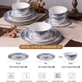 thumbnail image 4 of Vesteel 12 Pieces Bowls and Plates Set, Floral Ceramic Dinnerware Set for 4, Porcelain Tableware Dishes Set for Kitchen, Dining, Microwave & Dishwasher Safe, Vintage Blue, 4 of 10