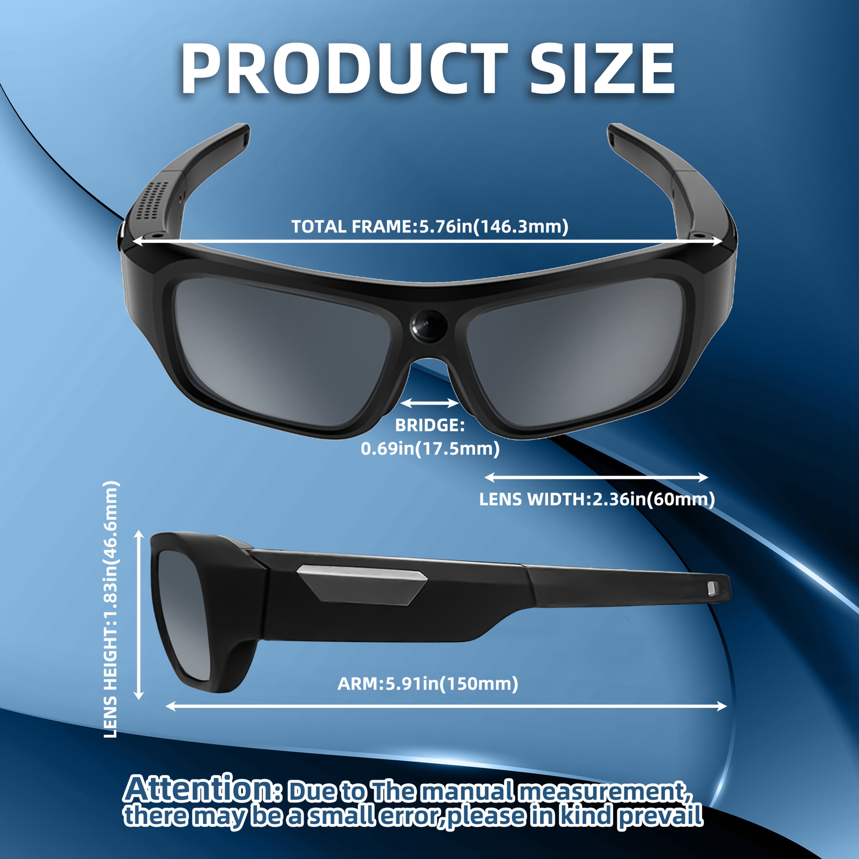 4K Camera Glasses, UHD Video Camera Ultra-clear With 64GB Storage Card, Sports Camera, Bike Video Recorder, Action Cam Glasses Outdoor Sports Camcorder
