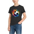 thumbnail image 2 of ITSAME T-Shirts for Boys, Crewneck Short Sleeve Football Print Kids Fashion Casual Tops Black Size 7-8, 2 of 7