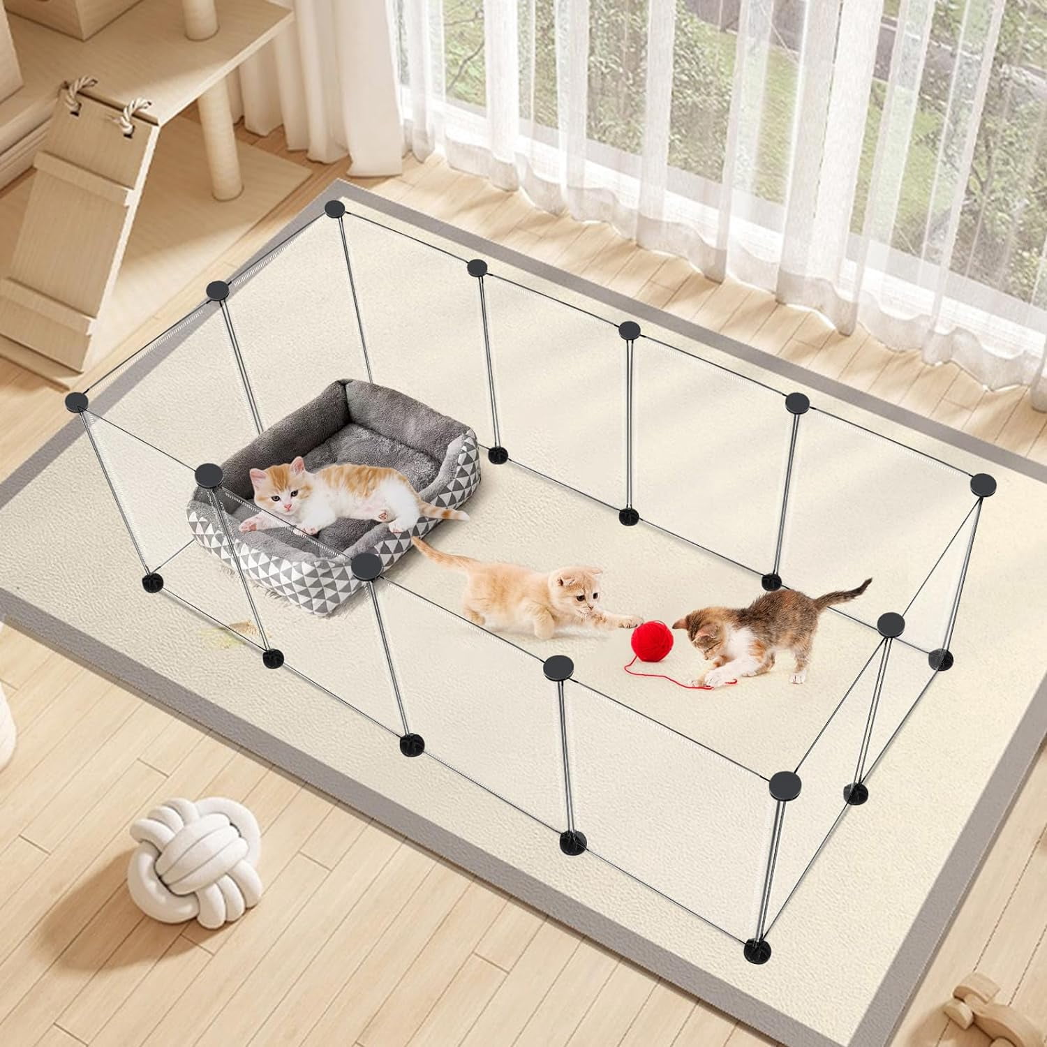 Youngshion 12 Panels Transparent Small Animals Playpen 56" x 28" x 14" Portable Pet Playpen Plastic Enclosure Puppy Play Pen Indoors Outdoor Pet Fence for Guinea Pigs Bunny= Ferrets Hamsters Hedgehogs