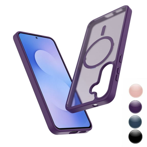 For Samsung Galaxy S25 FE Case, Tiflook Compatible with MagSafe Military Grade Drop Protection Magnetic Rugged Cover Translucent Back Shockproof Cell Phone Case for Galaxy S25 FE 6.7" - Purple