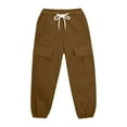 thumbnail image 6 of Efsteb Cargo Pants Girl High Waisted Drawstring Waisted Solid Color Jogger Pants Athletic Teen Girls Cargo Pant Sweatpants (Brown,4 Years), 6 of 7