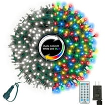 33ft Christmas Decorative Mini Lights, 100 LED Green Wire Fairy Starry String Lights Plug in, 12 Lighting Modes, for Indoor Outdoor Xmas Tree Wedding Party Decoration (White Multicolor)