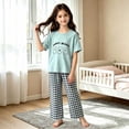 thumbnail image 6 of Bovxnpu Unisex Girls Summer Outfits Casual Loungewear Set Graphic Short Sleeve Crewneck Kids Soft Loungewear Pants Set, 6 of 6