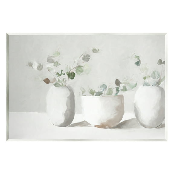 Stupell Industries Subtle White Eucalyptus Botanical & Floral Painting Unframed Art Print Wall Art, 15 x 10