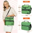 thumbnail image 4 of OPUX Lunch Box For Men Women, Insulated Large Lunch Bag Adult Work, Double Decker Lunchbox Meal Prep, Dual Compartment Leakproof Lunch Cooler, Soft Lunch Pail Tote Boys Girls Kids School, Green 12L, 4 of 10