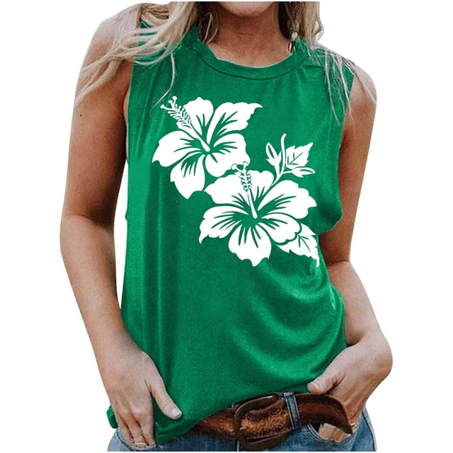 LSLJS Blouse Sans Manches Imprimée Mode Décontractée pour Femmes Col Rond Sexy Pull-Over Slim, Débardeurs pour Femmes