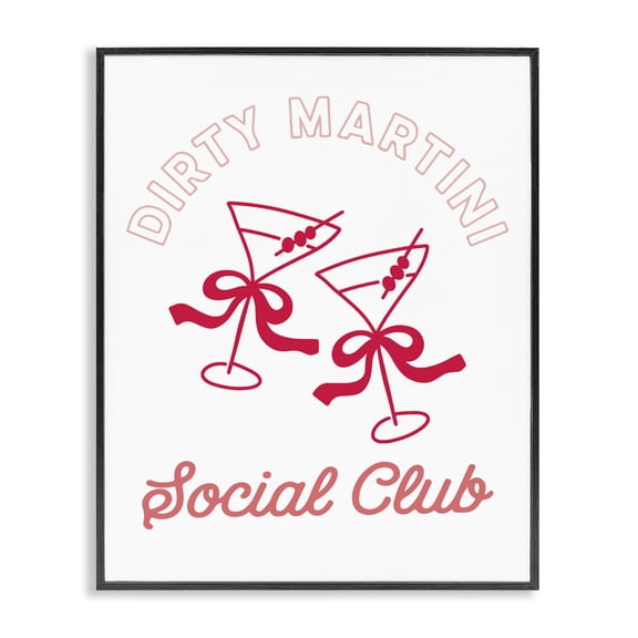 Stupell Industries Eclectic Pink Martini Social Club Black Framed Giclee Art, 11 x 14, by Lettered and Lined