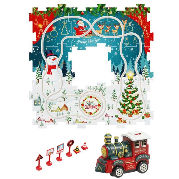 DIY Train Track Puzzle Set Interactive Educational Building Toy for Family Party Games and Kids Activities