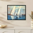 thumbnail image 3 of Framed Painting Wall Art: Abstract Ocean Artwork Coastal Picture Prints on Wood in Modern Style for Home Decor, 3 of 4