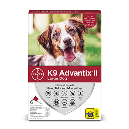 K9 Advantix II Flea and Tick Treatment for Large Dogs, 6 Monthly