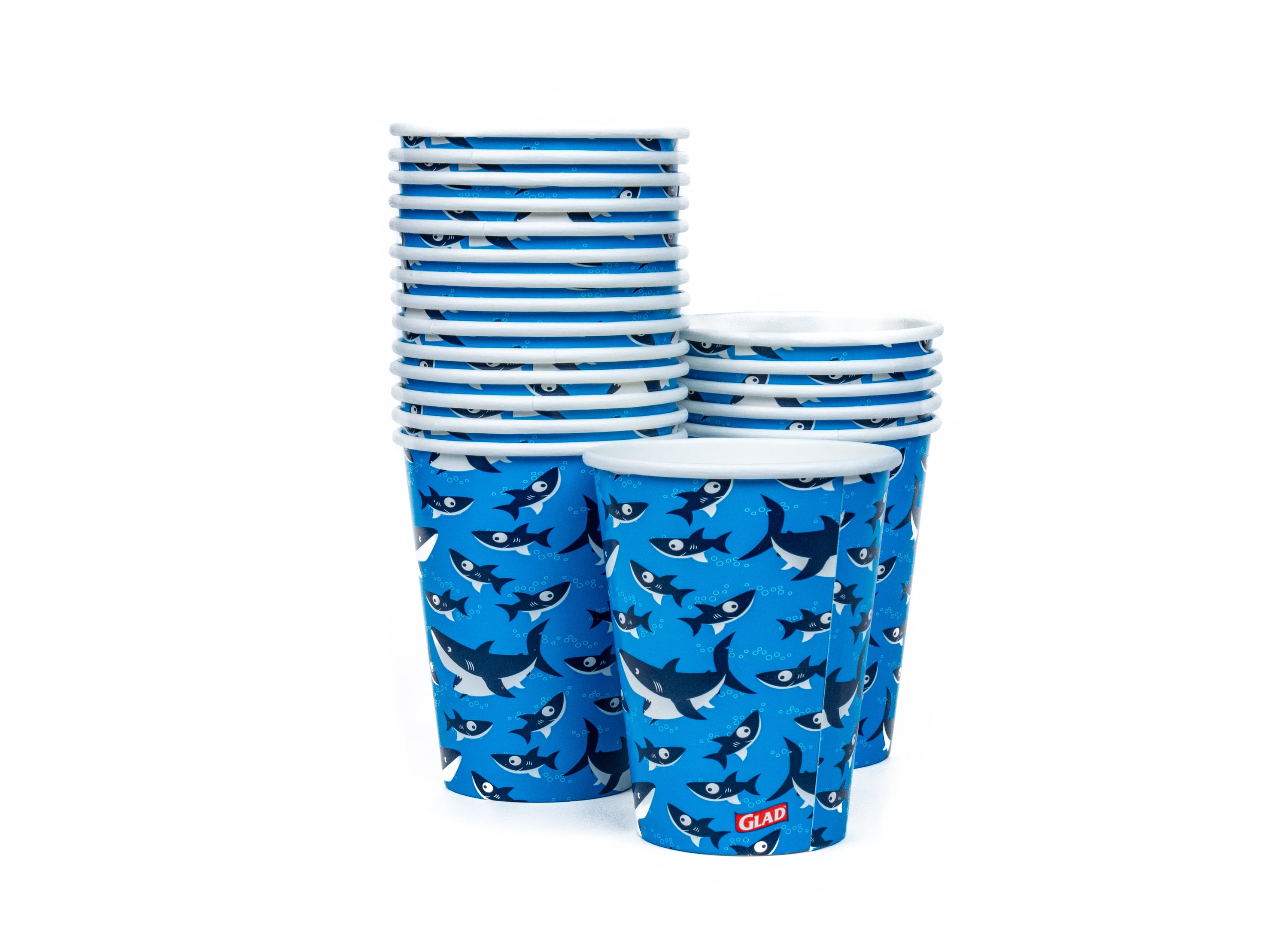 Glad For Kids Sharks Design Paper Cups, 9oz, 20 Count