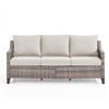 Hommoo 73.2" Outdoor Patio Sofa Couch, 3-Seat Gray Rattan Couch with Cushions Ideal for Balcony or Porch, Beige