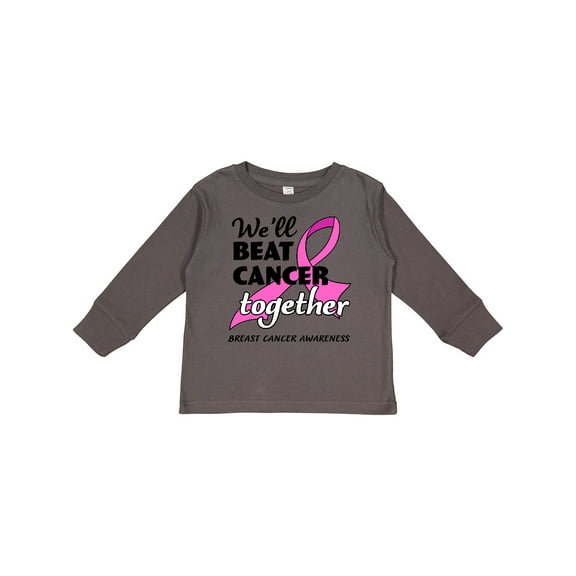 Inktastic We'll Beat Cancer Together Breast Cancer Awareness Boys or Girls Long Sleeve Toddler T-Shirt