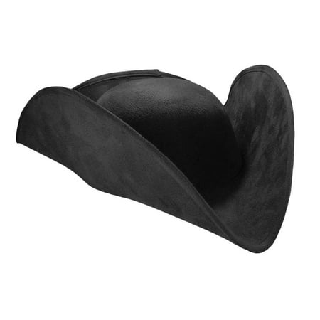 Deluxe Adult Faux Suede Colonial Pirate Tricorn Tri-Corner Tricorne Costume Hat