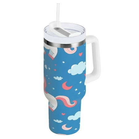 

Unicorn Moon Cloud Tumbler with Handle and Straw Lid 40 oz Insulated Vacuum Water Bottle Stainless Steel Travel Cup