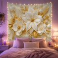thumbnail image 2 of Opulent White Floral Arrangement Against Cream Background, Majestic Maximalist for Luxury Decor Lovers, Botanical Art Print, Housewarming Gift, Tapestry Wall Hanging for Living Room and Bedroom, 2 of 7