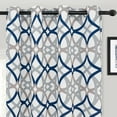 thumbnail image 2 of DriftAway Alexander Thermal Blackout Grommet Unlined Window Curtains Spiral Geo Trellis Pattern, 2 Panels, 52" x 102", Navy and Gray, 2 of 9