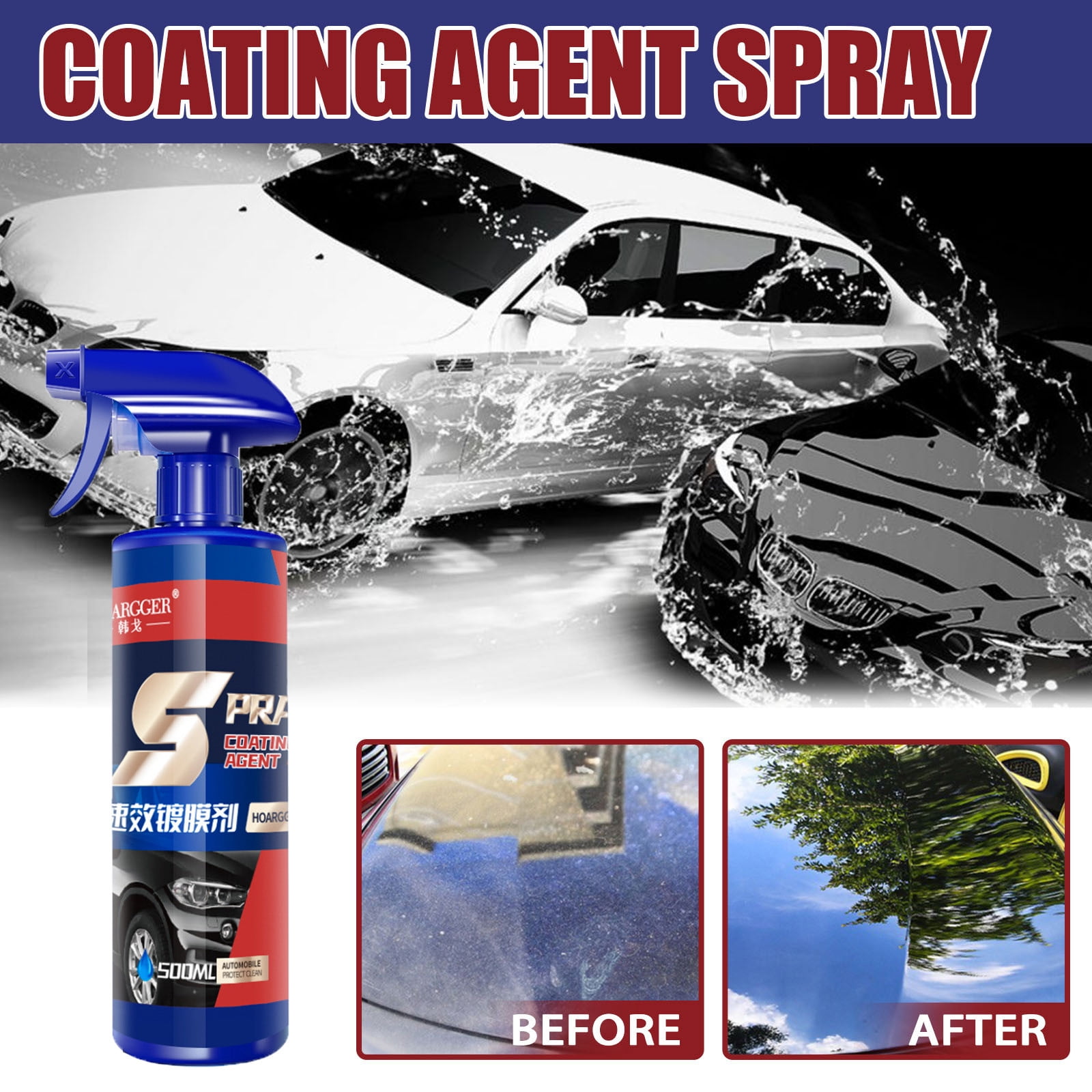 Fast-acting Coating Spray,Liquid Ceramic Spray Coating Top Coat Quick  Nano-Coating Auto Spray Wax 500ML