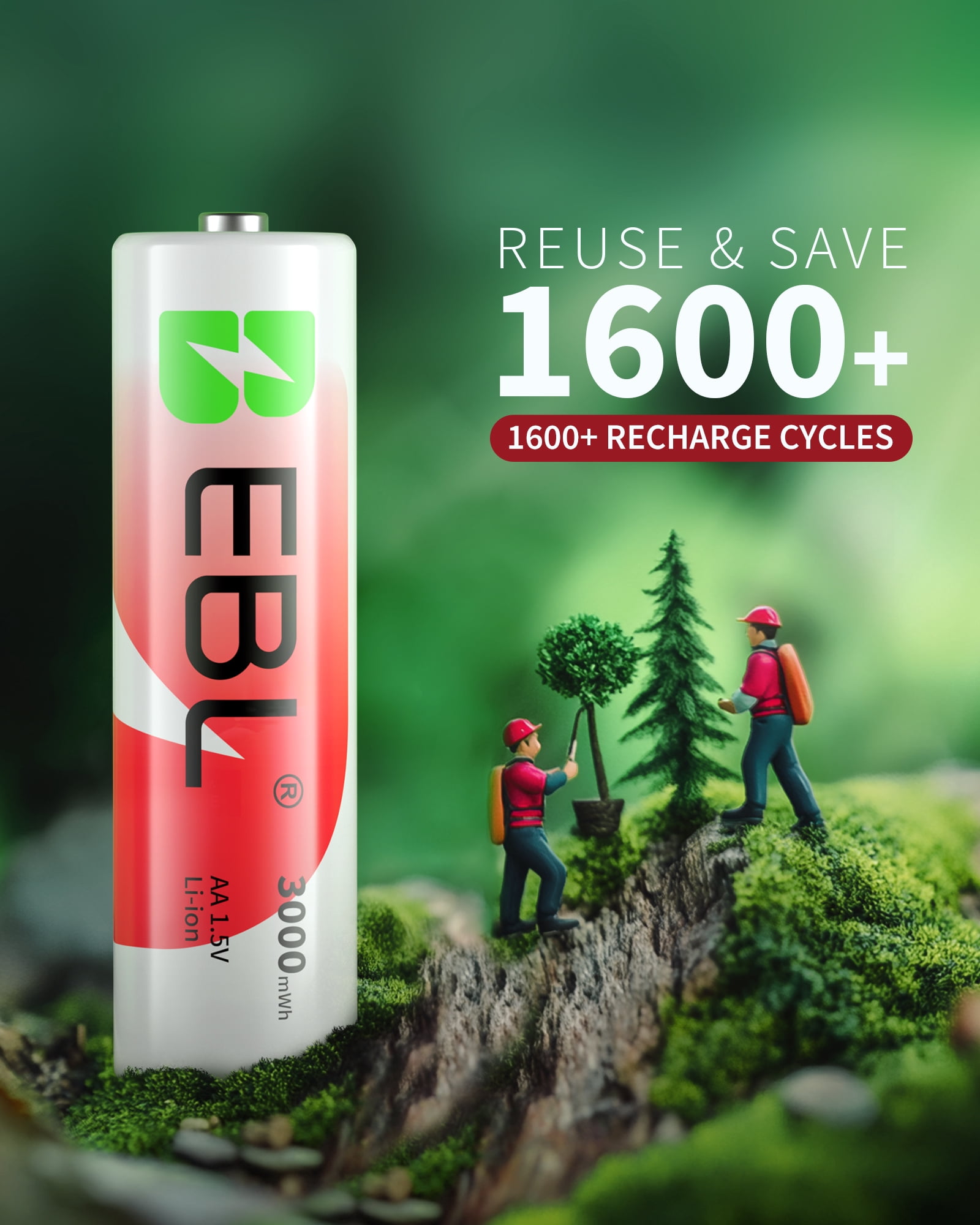 8pcs 3000mwh AA 1.5V Li-ion Rechargeable Batteries +  8 Slots LCD Charger for 1.2V & 1.5V AAA &AA Rechargeable Batteries