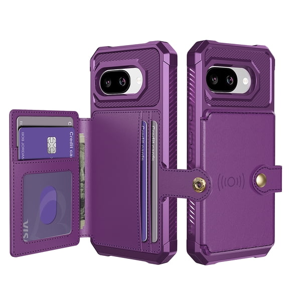 ELEHOLD Case for Google Pixel 9A, Wallet Credit Card Slot PU Leather Case Support Magnetic Car Mount Flip Stand Cover for Google Pixel 9A,Purple