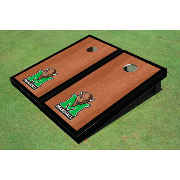 Marshall University Black Rosewood Matching Border Cornhole Boards