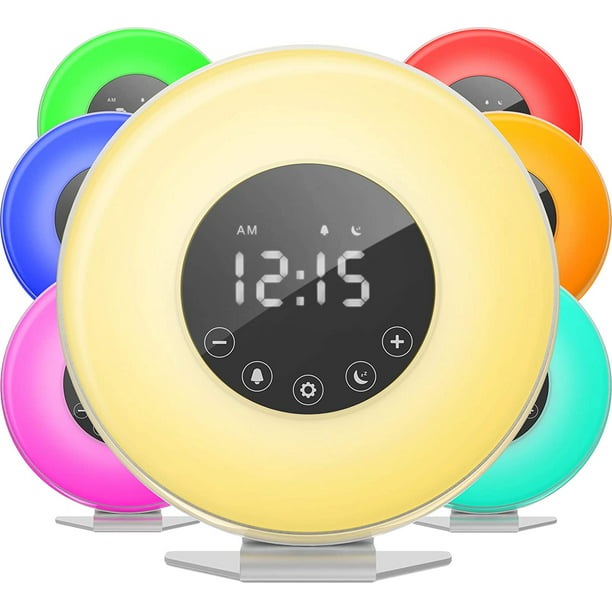 Interesse Let Forkludret hOmeLabs Sunrise Alarm Clock - Digital LED Clock with 6 Color Switch and FM  Radio for Bedrooms - Multiple Nature Sounds Sunset Simulation & Touch  Control - with Snooze Function for Heavy Sleepers - Walmart.com