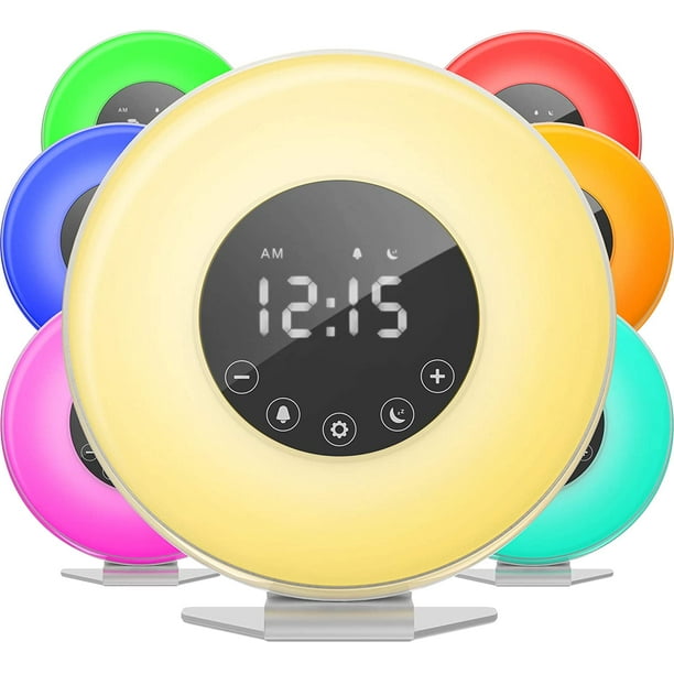 Homelabs Sunrise Alarm Clock Digital Led Clock With 6 Color Switch And Fm Radio For Bedrooms
