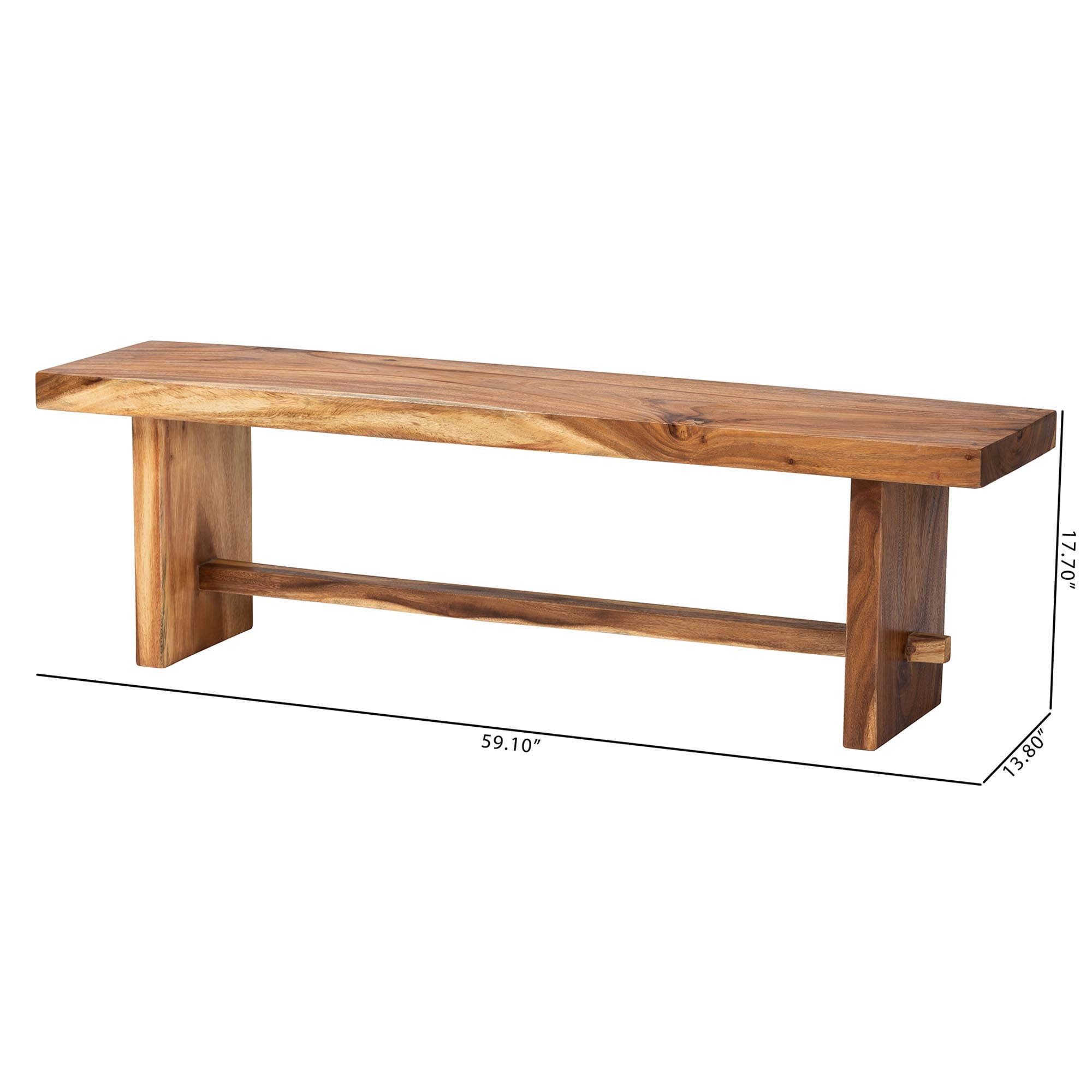 bali & pari Biyu Rustic Dining Bench, Natural Brown