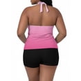 thumbnail image 6 of Women's Plus Size 2 Piece Swimsuit V Neck Sleeveless Gradient Print Tank Tops High Waist Shorts Modest Swimwear (3XL, Pink), 6 of 7