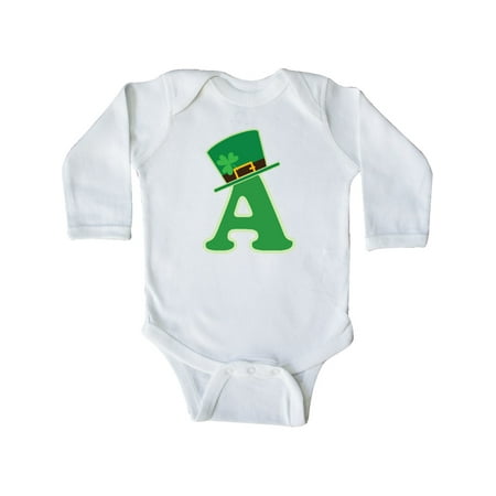 

Inktastic Irish St Patricks Day Letter A Monogram Gift Baby Boy or Baby Girl Long Sleeve Bodysuit