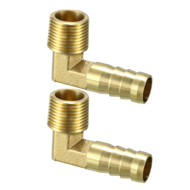 Adaptador de tubería macho de latón con espiga de 90 grados 12mm x 3/8 PT 2pcs