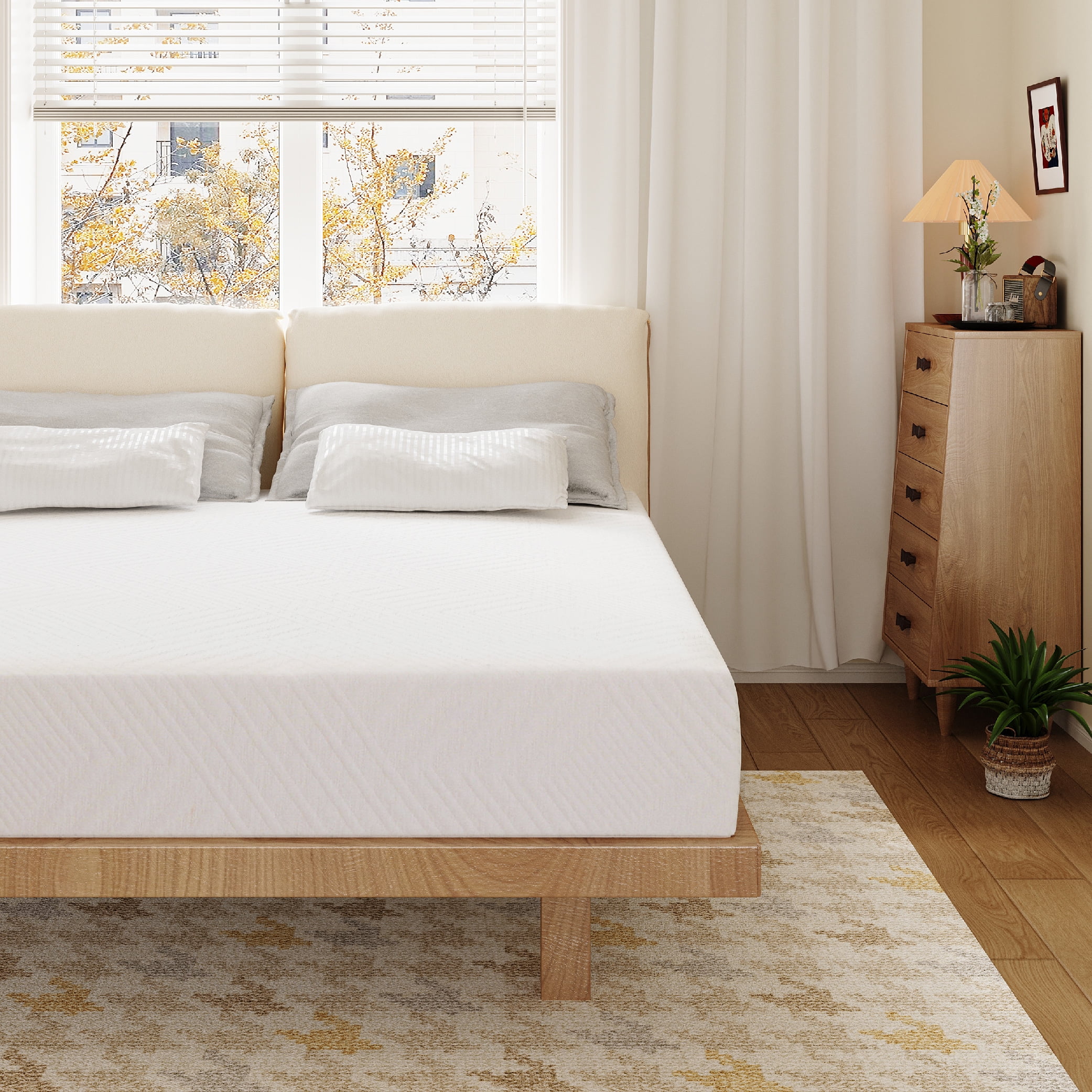 MLILY Ego White 12 inch Memory Foam Mattress, King Size Mattress in a Box, Medium Firm  (图5)
