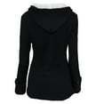 thumbnail image 4 of Honeeladyy Womens Horn Button Fleece Thicken Coat with Hood Winter Warm Jacket Black XXL, 4 of 7