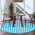 thumbnail image 4 of Blue Diamond Plaid Round Living Room Rugs 8 ft, White Geometric Check Abstract Modern Washable Large Area Rug with Non-Slip Sturdy Edge Binding Round Carpet for Dining Room Kitchen Office, 4 of 9