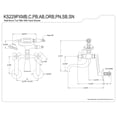 thumbnail image 4 of Kingston Brass KS229PXPB Kingston Tub Wall Mount Clawfoot Tub Faucet with Hand Shower, Polished Brass, 4 of 6