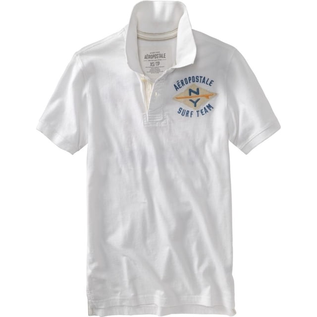 Aeropostale Nyurfeam - Polo de rugby para hombre, color blanco, XS