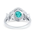 thumbnail image 3 of Oval Art Deco Ring Paraiba Tourmaline CZ 925 Sterling Silver Size 6, 3 of 6