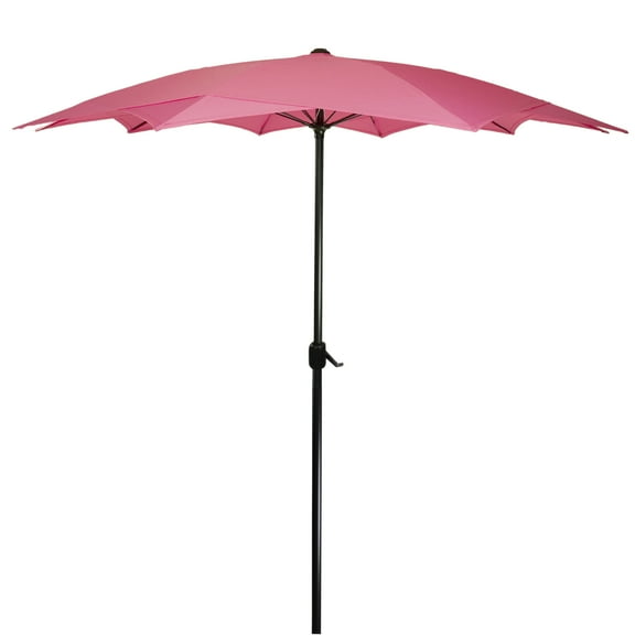 Northlight 8.85ft Outdoor Patio Lotus Umbrella with Hand Crank, Pink