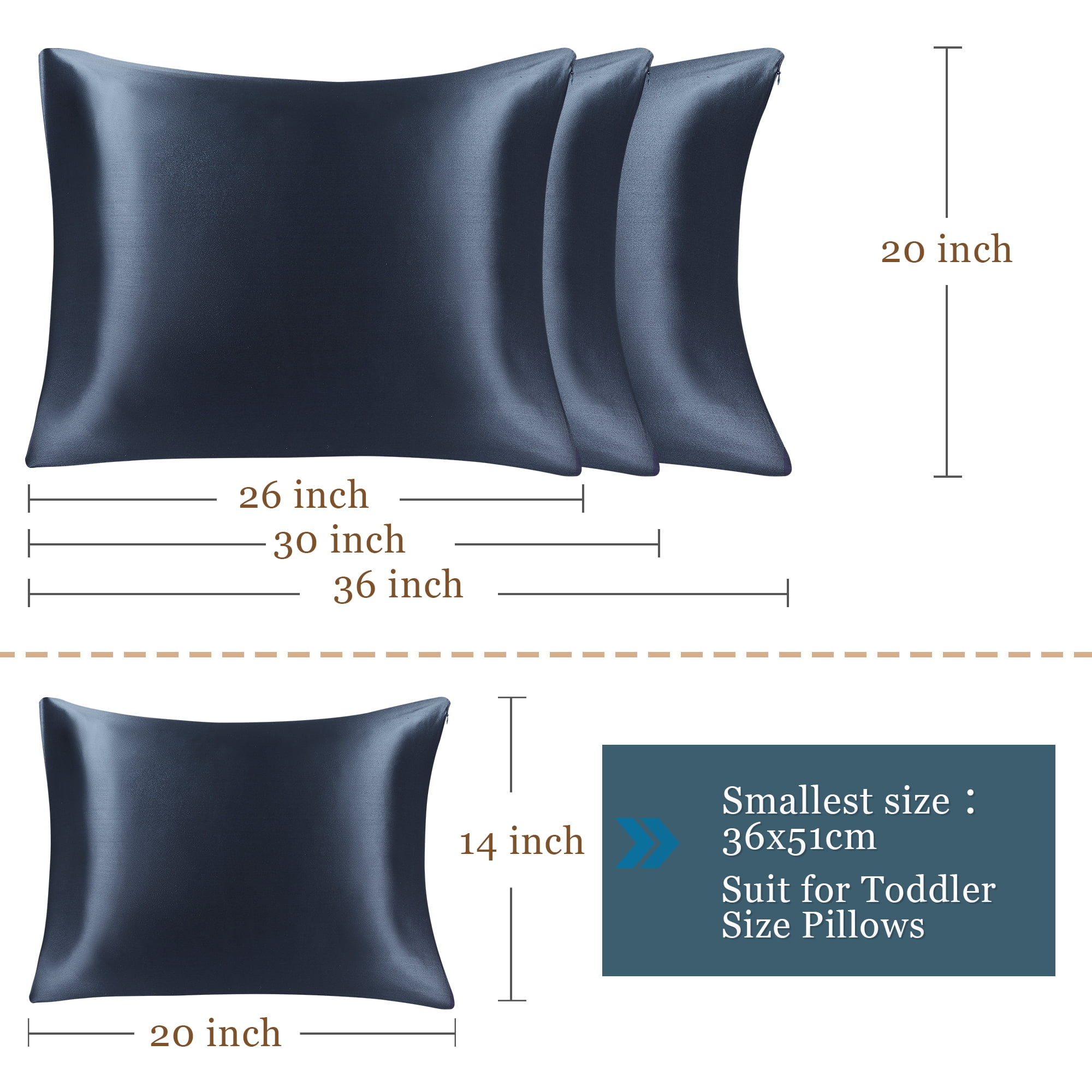 Unique Bargains 100% Luxury Silk Solid Bed Pillowcase, 1 Piece,  Navy Blue